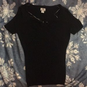 Black tight short sleeved shirt